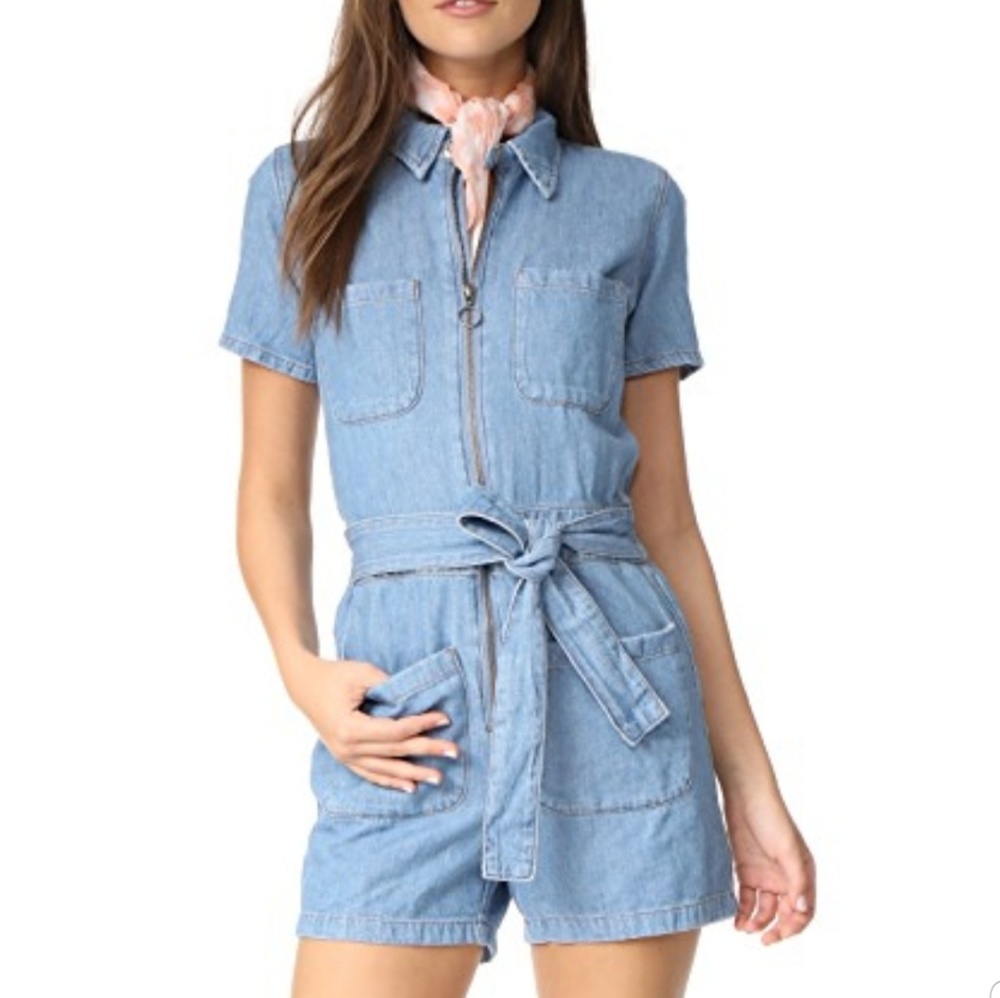 Madewell denim zip up romper
